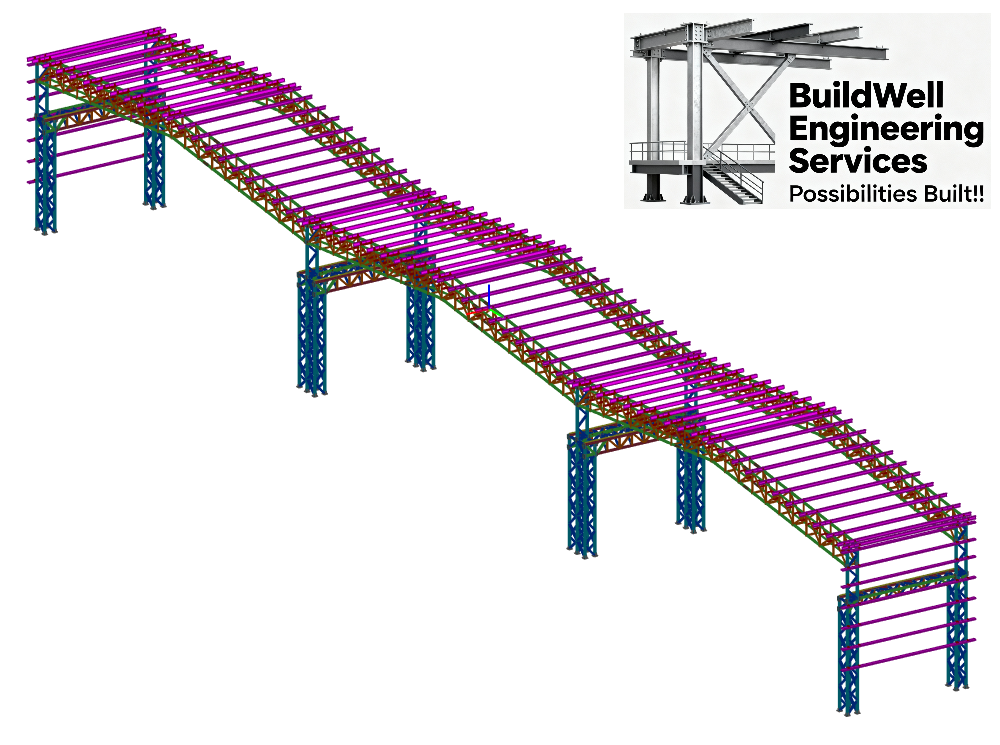 Pedestrian bridge steel model in Queensland